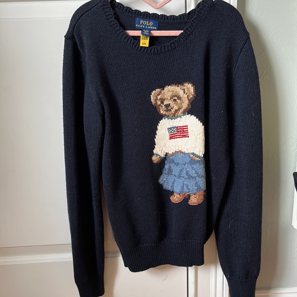 Polo Ralph Lauren teddy bear 100% cotton sweater girls 16-18 women’s size 0